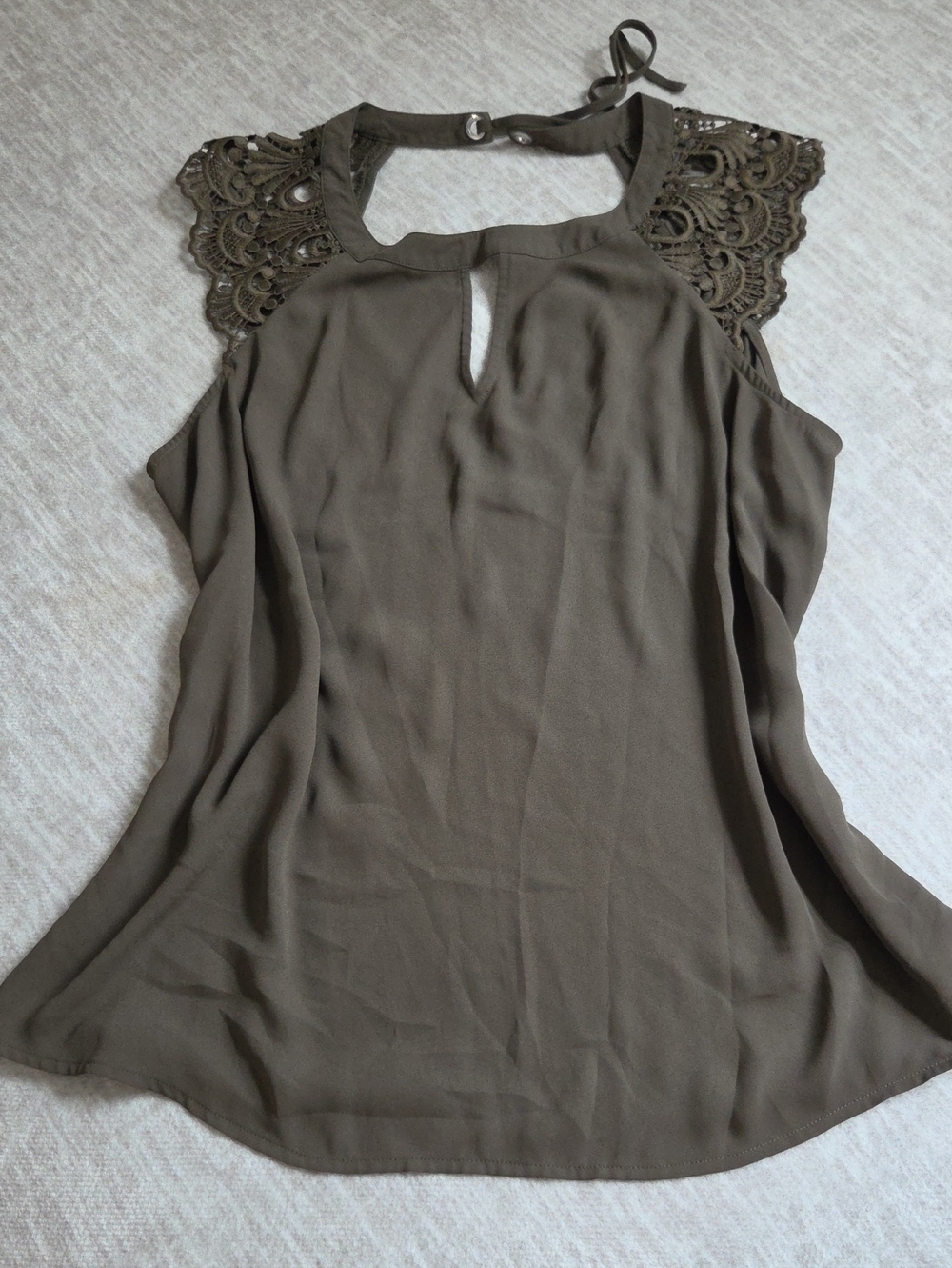 Women’s Olive Crochet Shoulder Halter Top